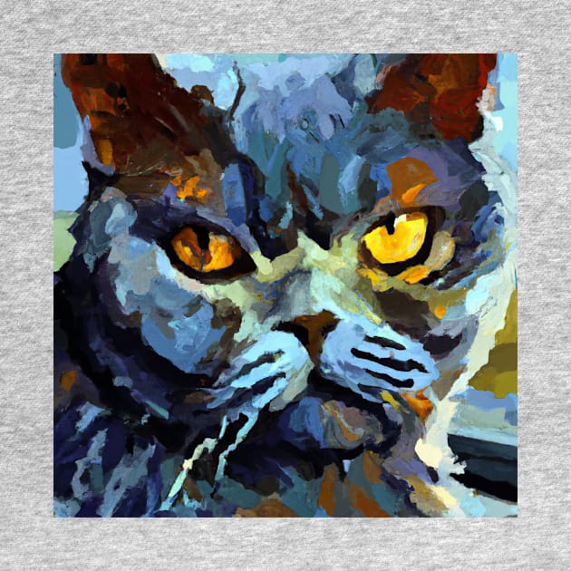 Stoic Cat Painted in the Style of Van Gogh by Star Scrunch